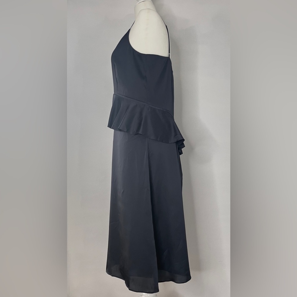 Banana Republic Knee Length Peplum Waist Satin Dress Size 16 Tall Dark Gray - Picture 8 of 11